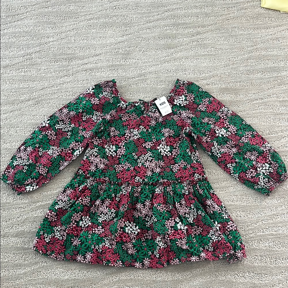Cotton On Kids Floral Dress - Green and Pink